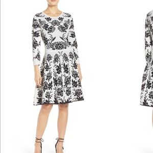 Eliza J Reversible jacquard Sweater Fit & Flare